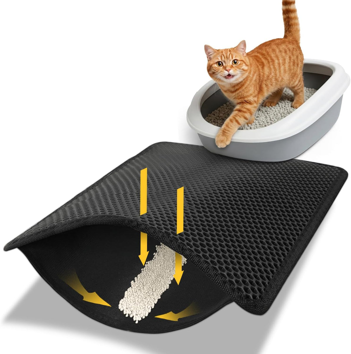 Conlun Cat Litter Trapping Mat for Small Spaces - Black / Medium (24" x 18")