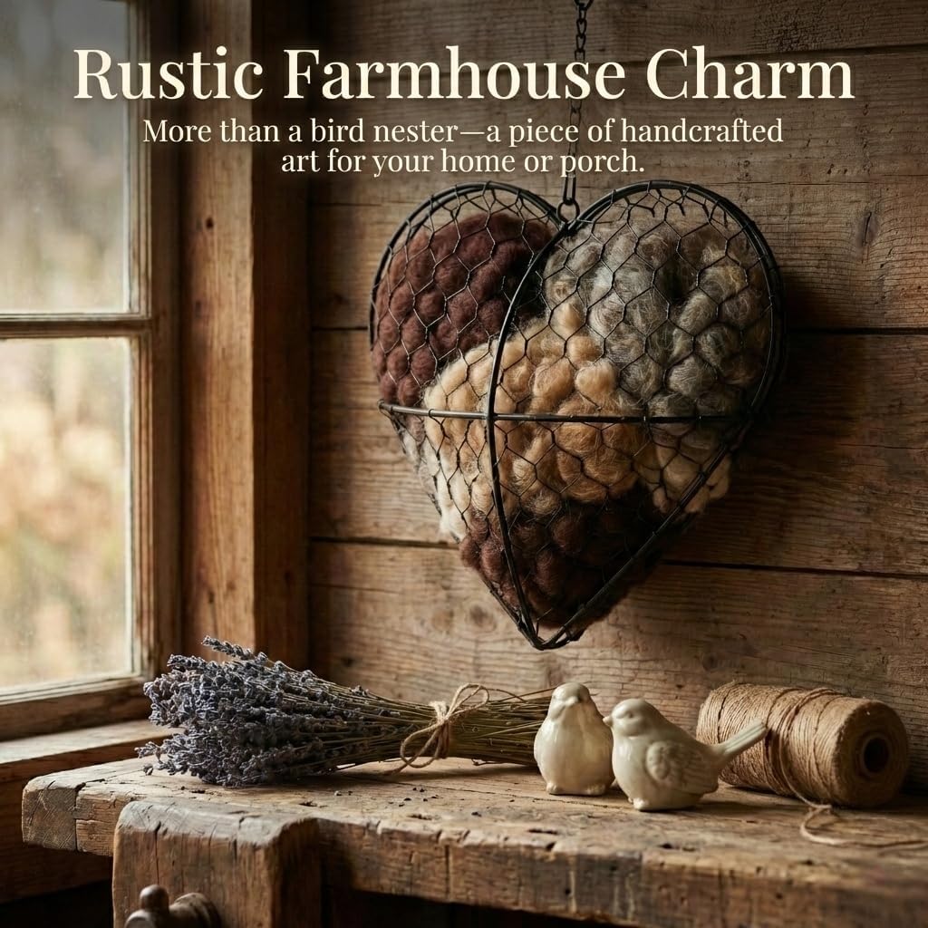 Handmade Alpaca Fiber Bird Nesting Heart - image 2