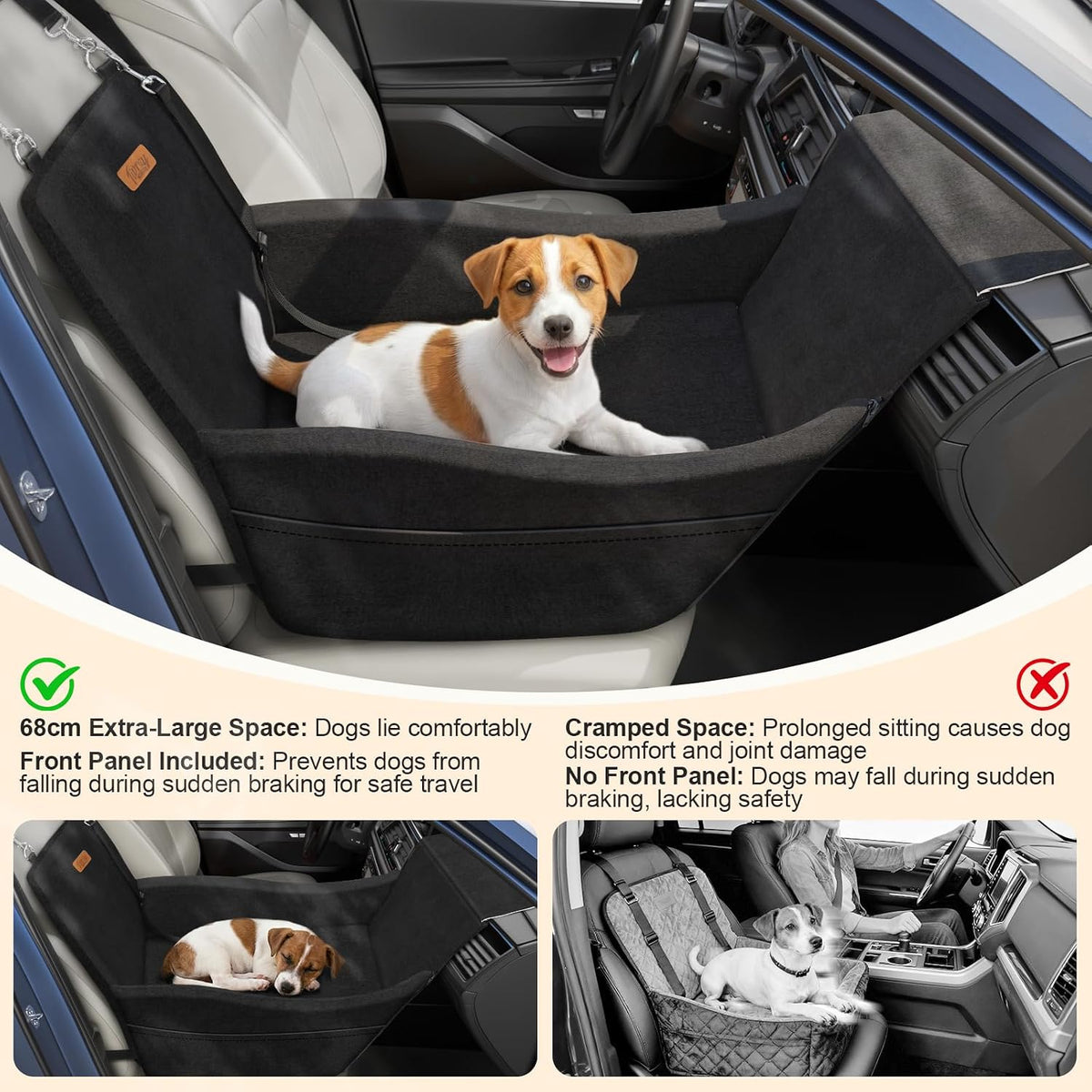 Elevated Dog Car Seat for Small and Medium Dogs Up to – Essentials for Dogs - Black / Single Seat - image 2