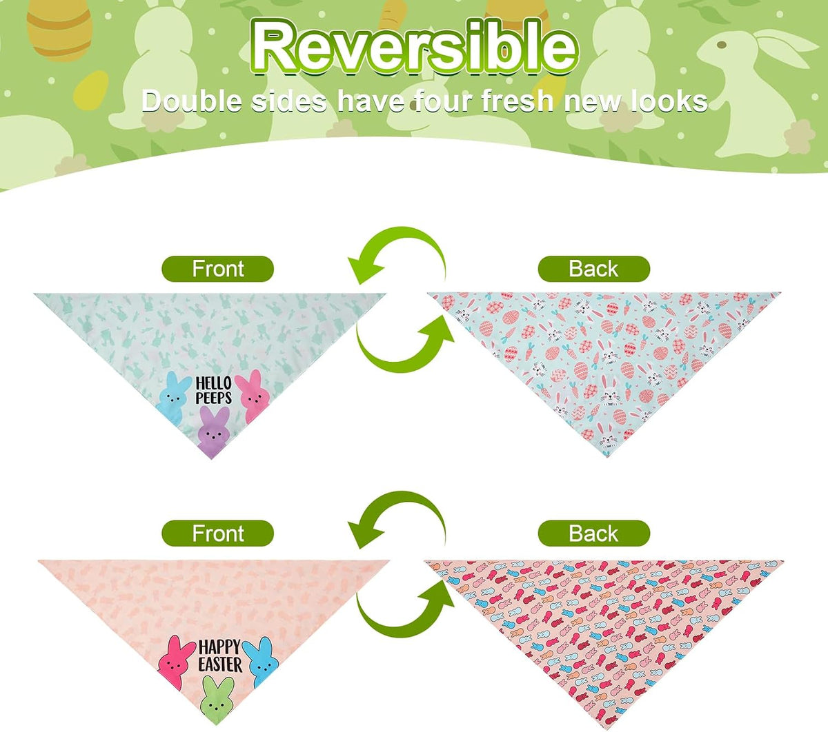 Pink Dog Bandanas Girl Large 2PCS, Summer Spring Plaid Scarf – Essentials for Dogs - easter-26-PEEPS / X-Large - image 3