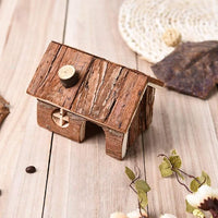 Hypeety Natural Wooden Hamster House Cage Small Animals House with Chimney for Pet Rats Gerbil Hideout Play House (M)