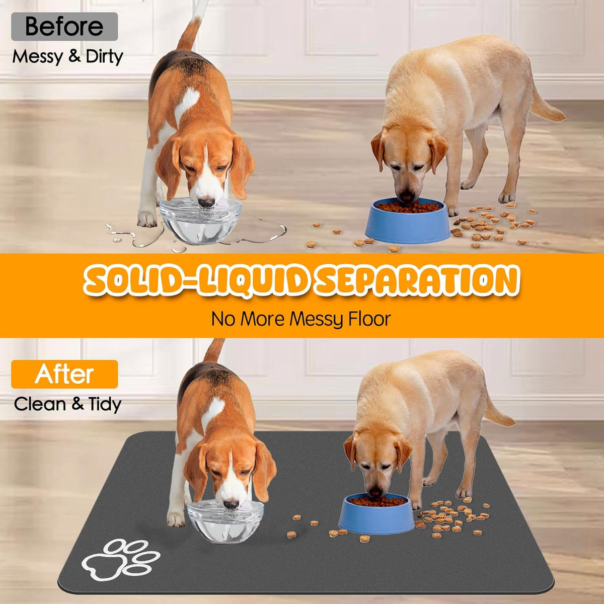 Dog Food Mat, 36" x 24" Extra Large Absorbent Dog Mat for Food and Water, Non Skid Cat Bowl Mat - Dark brown / 39.4"L x 31.5"W - image 4