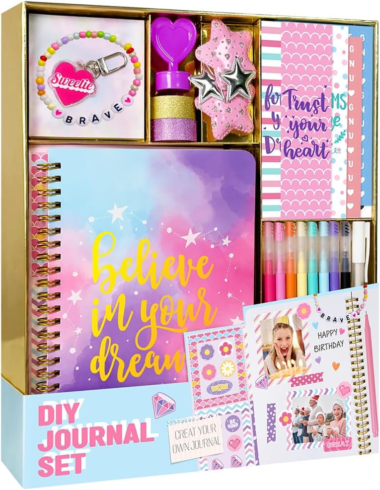 Nollh DlY Journal Kit for Girls Scrapbook Gifts for 8-12 Year Old Girl – Fun for Kids & Family