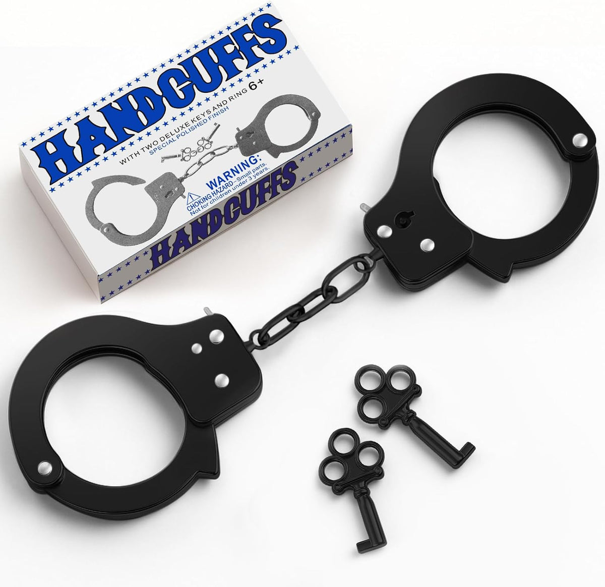 AUYYOSK silver metal toy handcuffs for kids with two keys