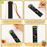 AUGSUN fall rainbow scratch art bookmarks with pumpkin and leaf designs - view 19