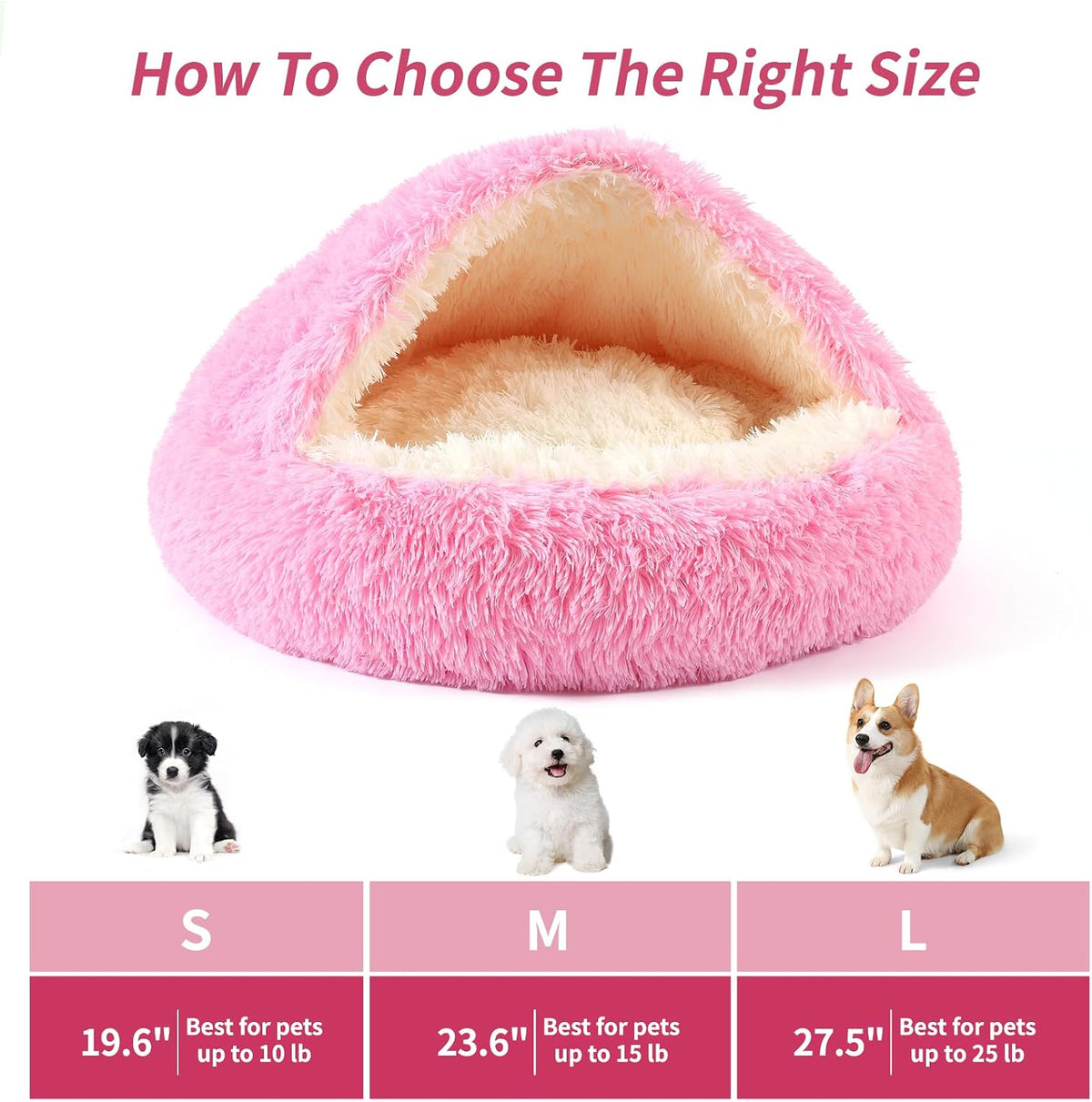 Hooded Donut Dog Bed – Essentials for Dogs - Bright pink / Small 19.6'' - image 3
