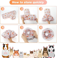 Rypet Guinea Pig Tunnel 3 Way Collapsible Small Pet Tunnels and Tubes with Interactive Ball for Baby Rabbit Ferret Hamster Chinchilla Hedgehog Hiding and Resting-White