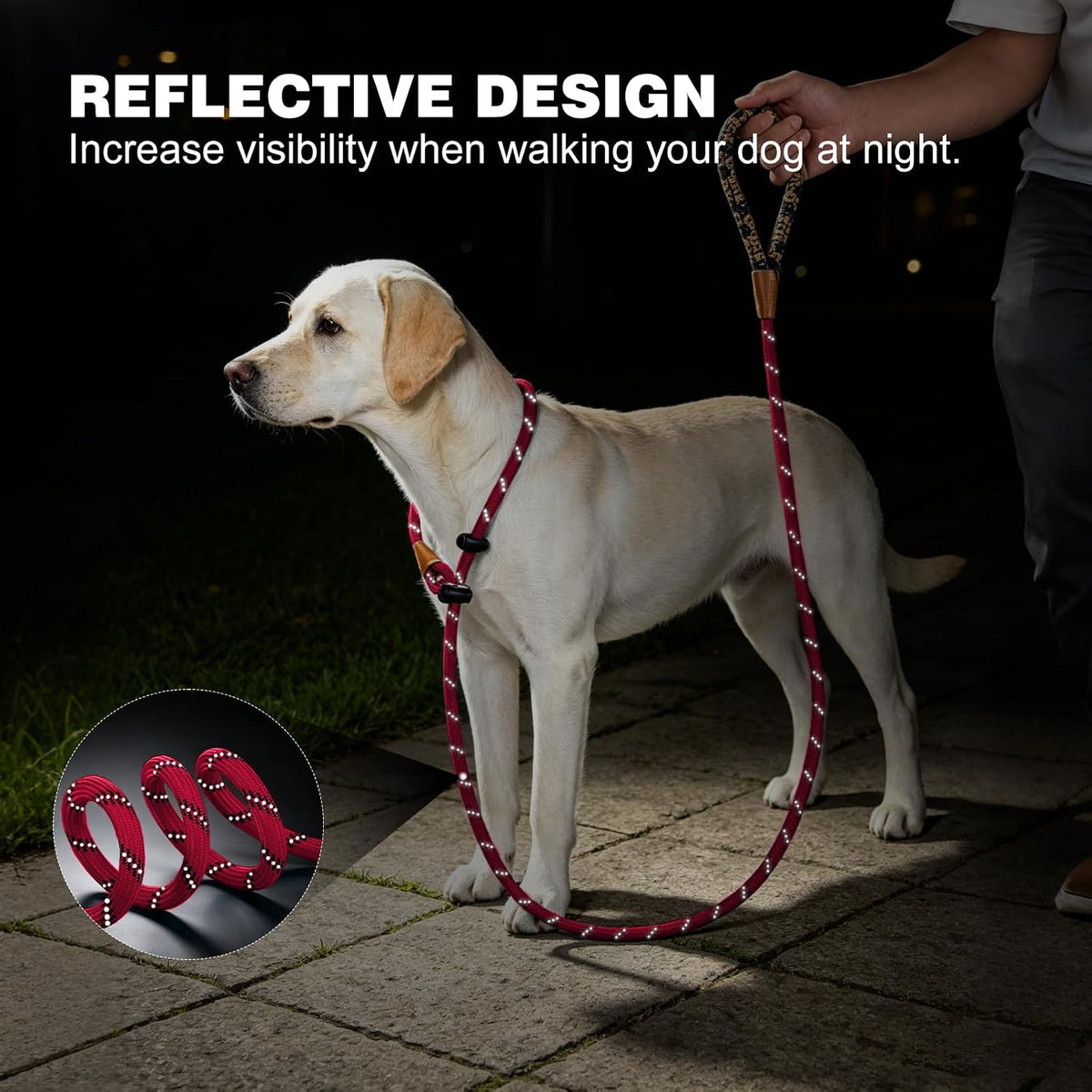 Slip Lead Dog Leash Reflective Training Durable Braided Rope Leashes – Essentials for Dogs - Red / 1PC Large 1/2in x 6ft - image 4