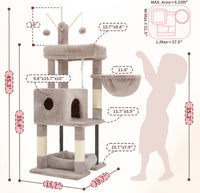 Heybly Cat Tree, 45.3" Cat Tower for Indoor Cats with Large Perch HCT202SG – Essentials for Cats - 45.3 inch / Muchroom - image 3
