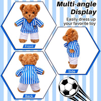 2 Pcs Rainbow PJ's Bear Clothes Outfit Stuffed Animal - Soccer / Blue White - image 3