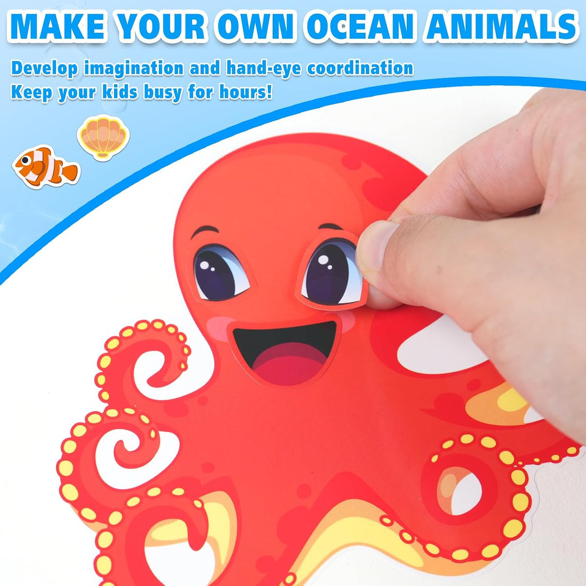 48 Fall Make-a-Face Sticker Sheets for Kids - Ocean Animals - image 4