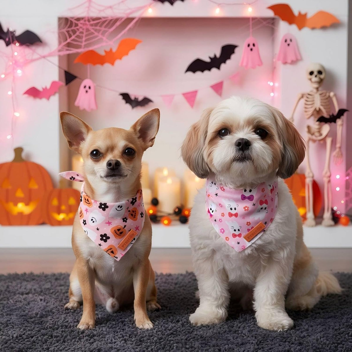 PTDECOR Halloween Dog Bandana, Ghost Pumpkin Dog Scarf - Small / Halloween-4 - image 2