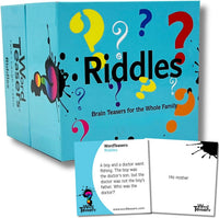 Word Teasers Riddles card game with 150 brain teasers for kids and family