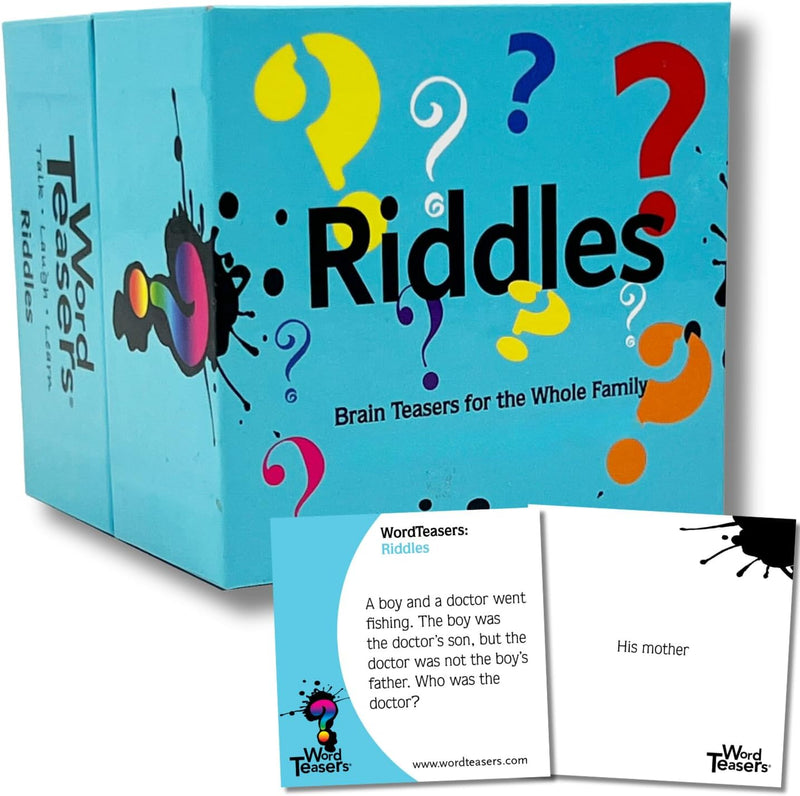 Word Teasers Riddles card game with 150 brain teasers for kids and family