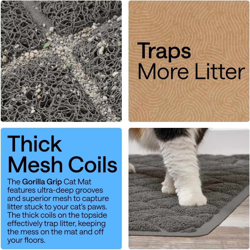 GORILLA GRIP Cat Litter Mat, Coiled Mesh Trapping Mats - Jumbo (47" x 35") / Charcoal - image 3