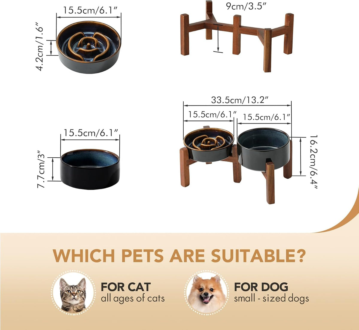 Raised Slow Feeder Dog Bowls, Elevated Dog Bowls Slow Feeder – Essentials for Dogs - 2 x Starry Sky + Stand - A / S- 6.1inch / 0.9 Cups - image 2