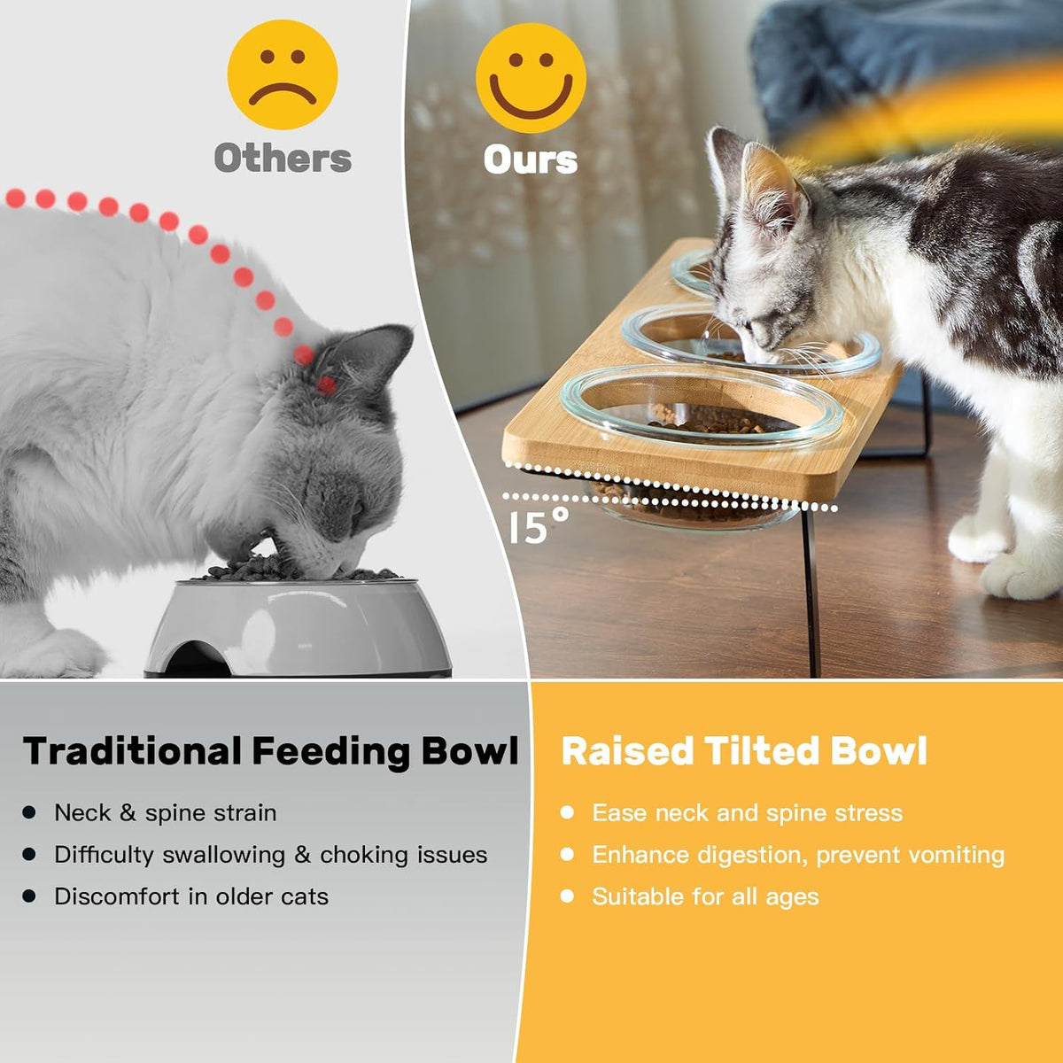 Elevated Cat Bowls, 15° Tilted Cat Food Bowl – Essentials for Cats - image 4