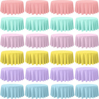 4Pcs Pastel Tablecloths, Mix Color Plastic Tablecloth Disposable Rectangle Table Covers for Baby - Pastel Round / 24pcs