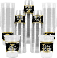 Gatherfun 100 Pcs 16oz Football Plastic Cups - Black