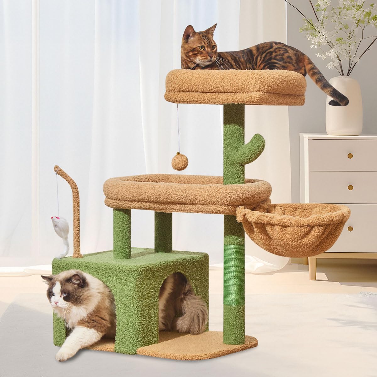 Taoqimiao 32.2in Cat Tree with Toy - Cactus / 32.2 inch