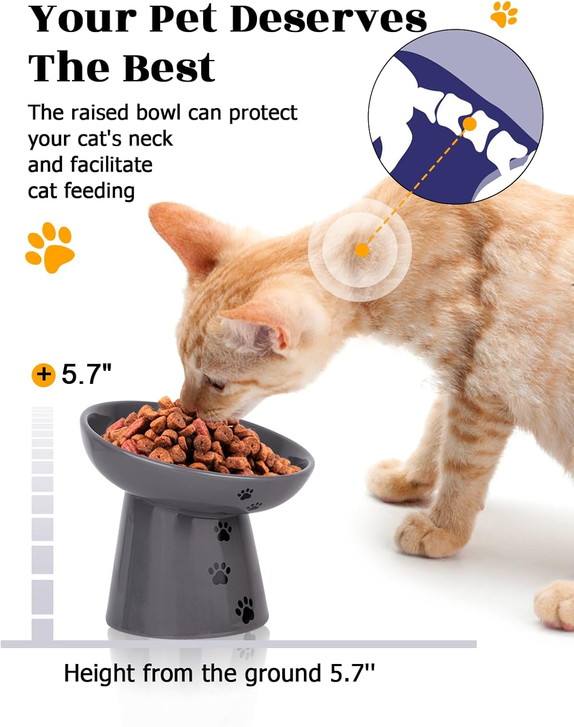 Y YHY Slow Feeder Cat Bowl, Ceramic Cat Slow Feeder Bowl - Grey - image 4