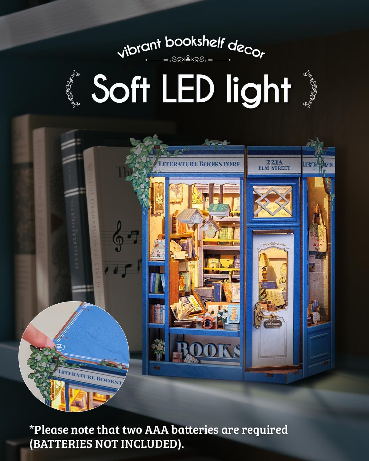 Cutefun Book Nook Kit - DIY Miniature Dollhouse Kit for Adults and Teens – Fun for Kids & Family - Literature Bookstore - image 4