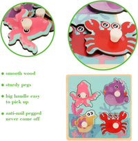 Wooden Peg Puzzles for Toddlers 1-3 - Style a - image 2