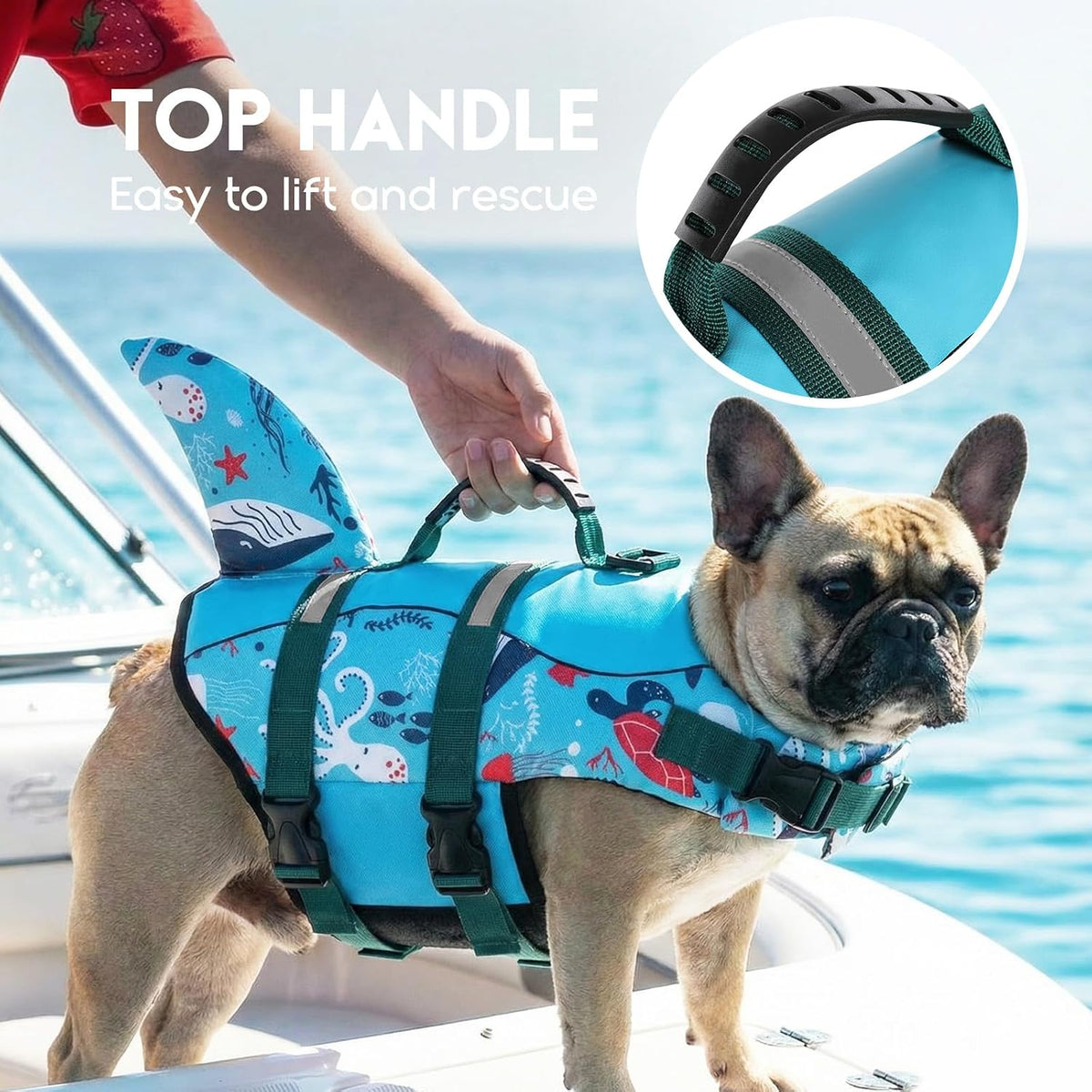 ASENKU Dog Life Jacket, Pet Safety Vest for Swimming & Boating - X-large / Ocean - image 4