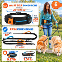 Active Pack Hands Free 2 Dogs Leash Medium & Large - Active Premium Orange Pack / 2 dogs M/L - image 2