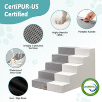 COZY KISS Dog Stairs for Small Dogs - Slope-Grey / 5 / 17.7x29.5x17.7 inch - image 4