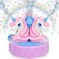 Airyard spinning unicorn sprinkler for kids with castle base spraying water