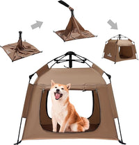 Outdoor Waterproof Pet Automatic Camping Tent, Pop up Cave Bed for Indoor Cats and Small Dogs, Portable Cat House Dog House, Brown.