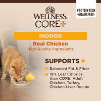 Wellness CORE+ Indoor Pate Adult Wet Cat Food, Natural, Protein-Rich, Grain Free, 3 Ounce, 12 Pack (Chicken & Chicken Liver)
