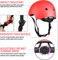 WayEee Kids Bike Helmet Set Knee Pads Adjustable Protective Gear - Red / S(3-10years) - image 4