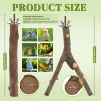 8 Pack Natural Wood Bird Perches for Cage, Wooden Parrot Perch – Essentials for Birds - Medium Size-6 Pack - image 2