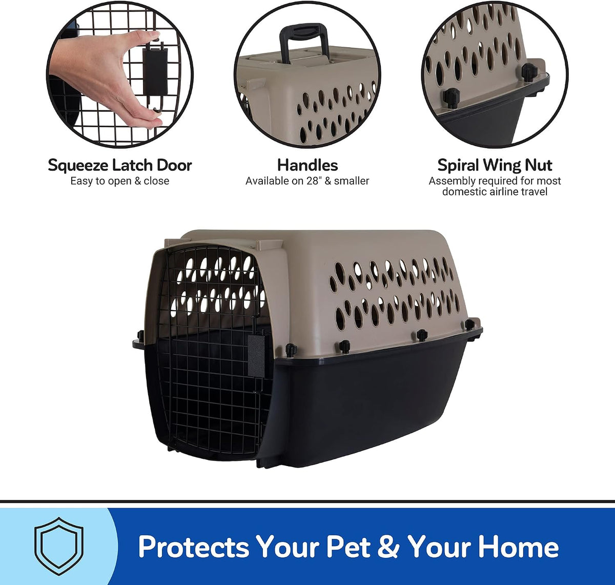 Petmate Vari Dog Kennel, Carrier for Large Dogs, Taupe and Black - 28.0"L x 20.5"W x 21.5"H / Kennel Only - image 4