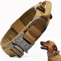 Tactical Dog Collar, Adjustable Military Training Nylon Pet Collar, Black L – Essentials for Dogs - Brown / Small :Width 1",Neck 11.4-13.7"