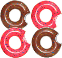 DMAR Donut Pool Float, Donut Tube & Ring for Beach & Pool - Set of 4 （Pink & Brown 30in）