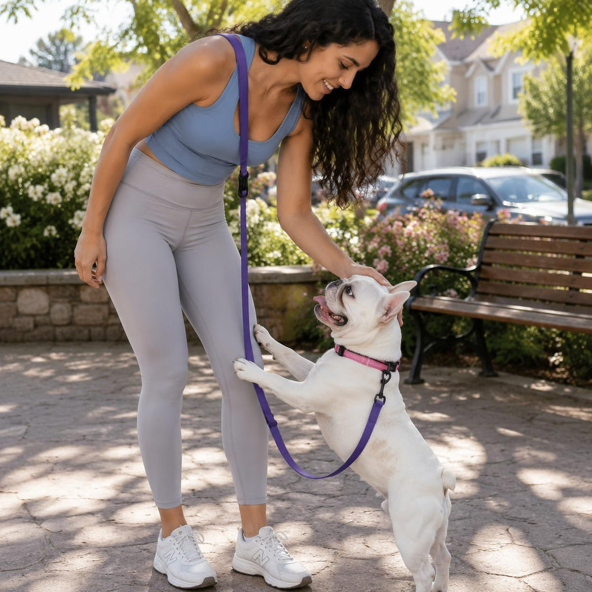 Kazazoo Hands-Free Dog Leash Adjustable Length 5-8 Ft - Purple / M - image 3