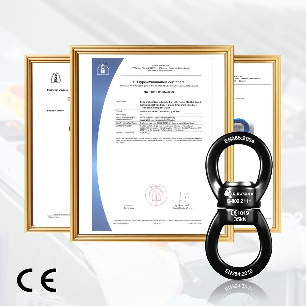 S.E.PEAK black anodized aluminum 35kN swing swivel with 360 degree rotation - view 31