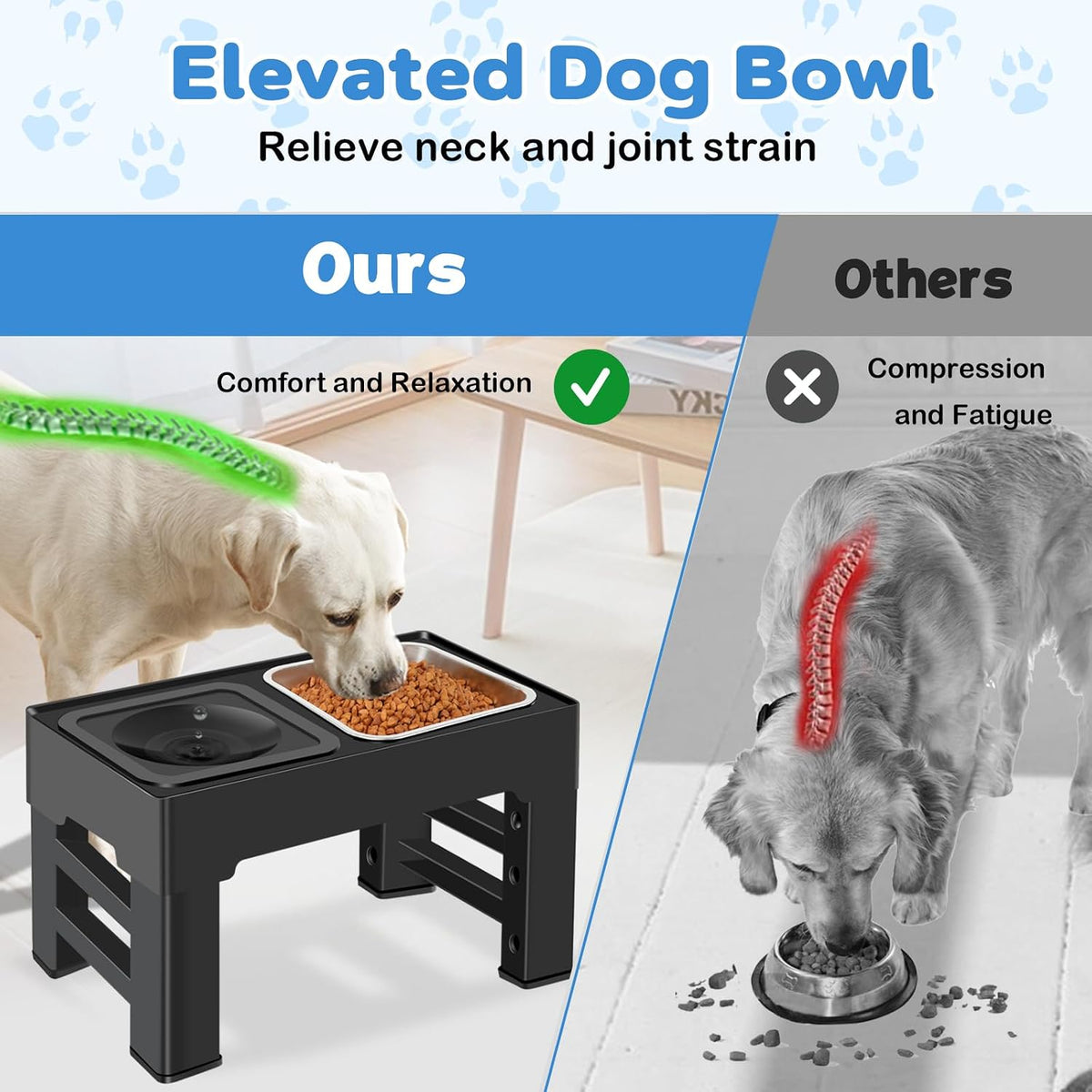 2-in-1 Elevated Dog Bowls, No Spill Water Bowl - Stainless Steel Food Bowl - image 3