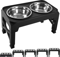 Hubulk Elevated Dog Bowls with 2 Stainless Steel Dog Food & Water - M (8" for M/L Dogs) / Black