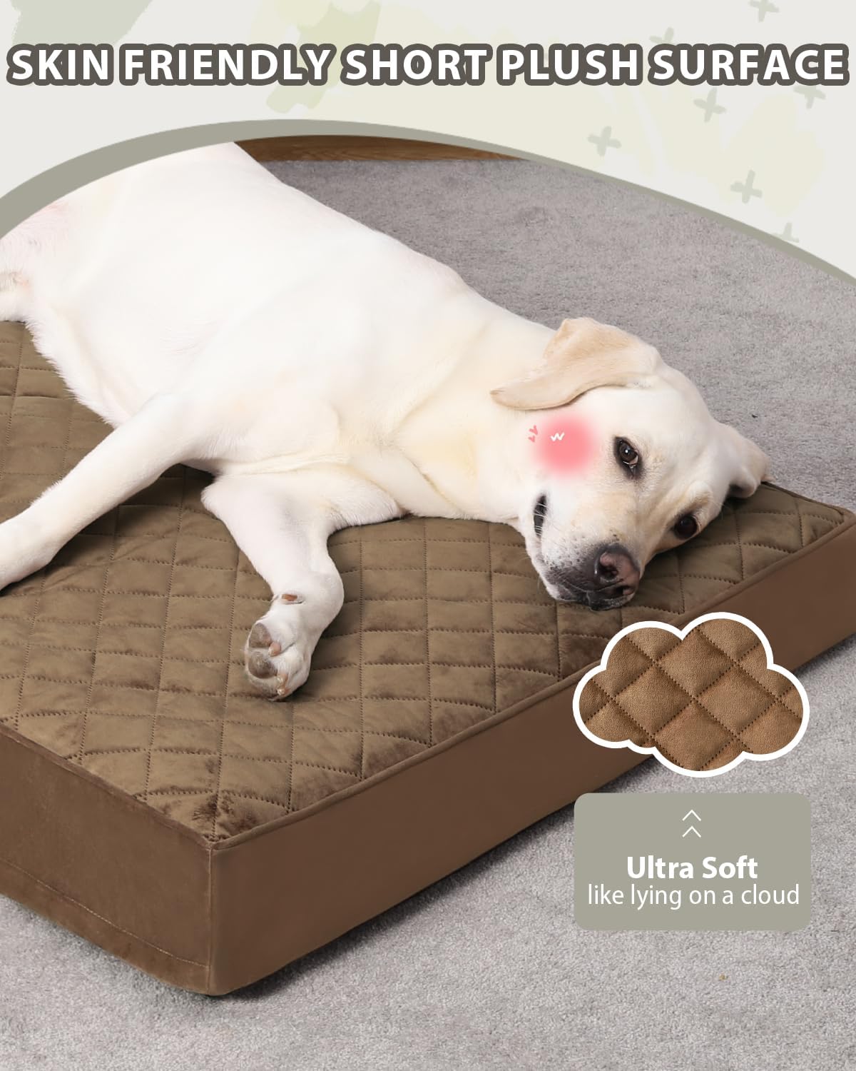 Orthopedic XL Dog Beds Large Sized with Washable Cover, 41x27 - 41.0"L x 27.0"W x 3.5"Th / Brown - image 2