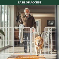 FXW Homeplus Unleashed Indoor Dog Playpen - Stress-Free and Safe Play, Heavy Duty 45 Inch 12 Wire Panels Dog Pen for Large Dogs, White│Patented