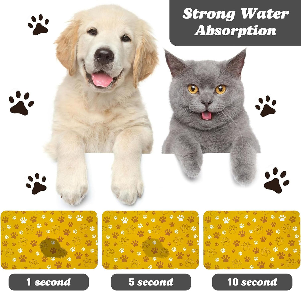Dog Food Mat, Absorbent Water Bowl Mats Cat Pet Feeding Placemats Pink 20 * 12 inch – Essentials for Dogs - Yellow / 30"L x 17"W - image 2