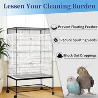 Bird Cage Seed Catcher, Large Bird Cage Cover - White, Sequins Star - image 4