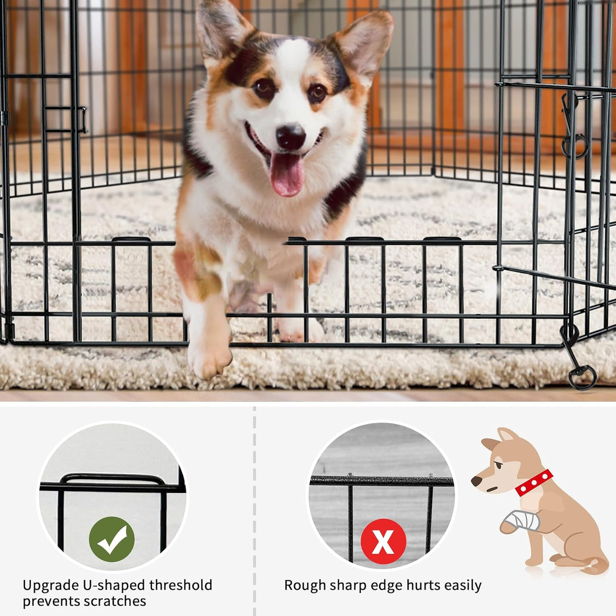 Foldable Metal Dog Exercise Pen/Pet Puppy Playpen Kennels Yard Fence - Gray / 30''H / Playpen+Bottom+Top Cover - image 3