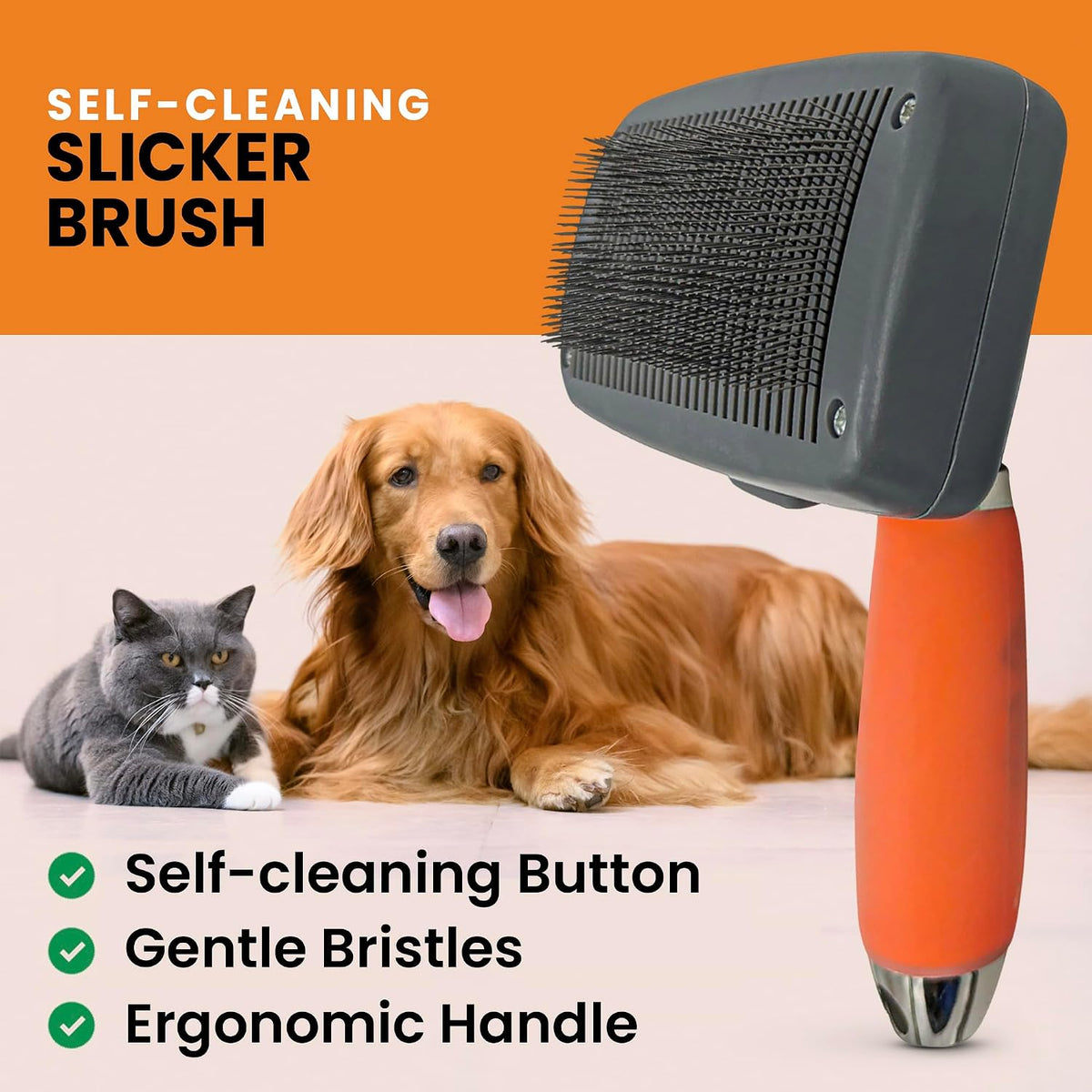 2-in-1 Deshedding & Dematting Comb & Grooming Brush for Dogs & Cats – Essentials for Dogs - Slicker Dematting Comb - image 3
