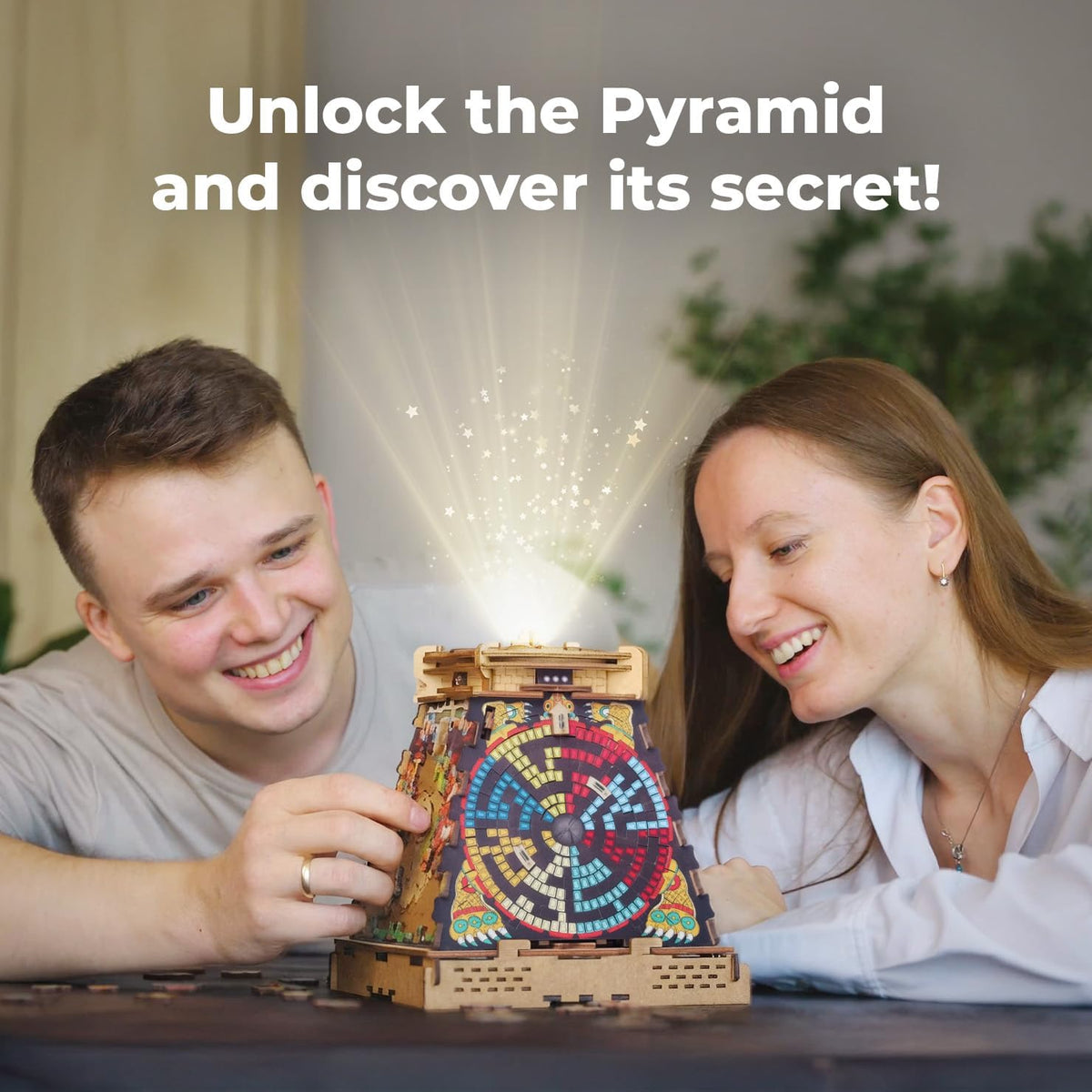 iDventure CluePuzzle Pyramid of the Sun 3D birch wood puzzle box with Aztec design - view 12