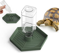 Reptile Water Dispenser Bowl for Bearded Dragon Tortoise – Essentials for Reptiles And Amphibians - Grey Green / L
